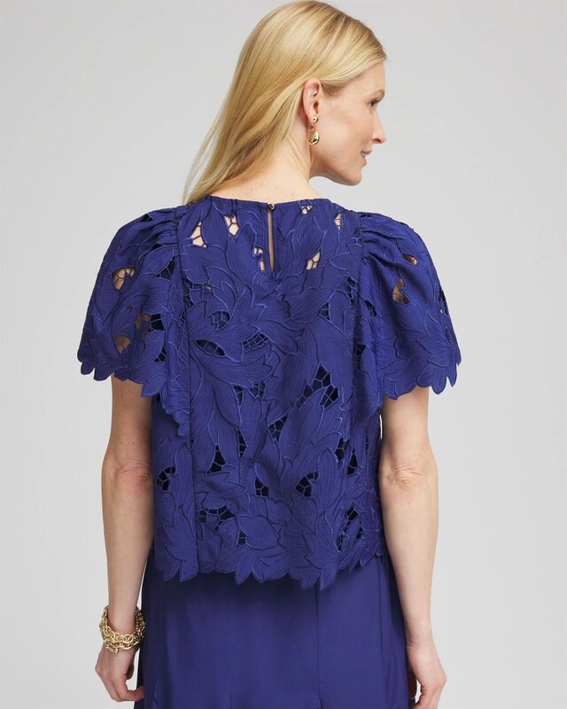 Lace Detail Flutter Sleeve Top - image 3